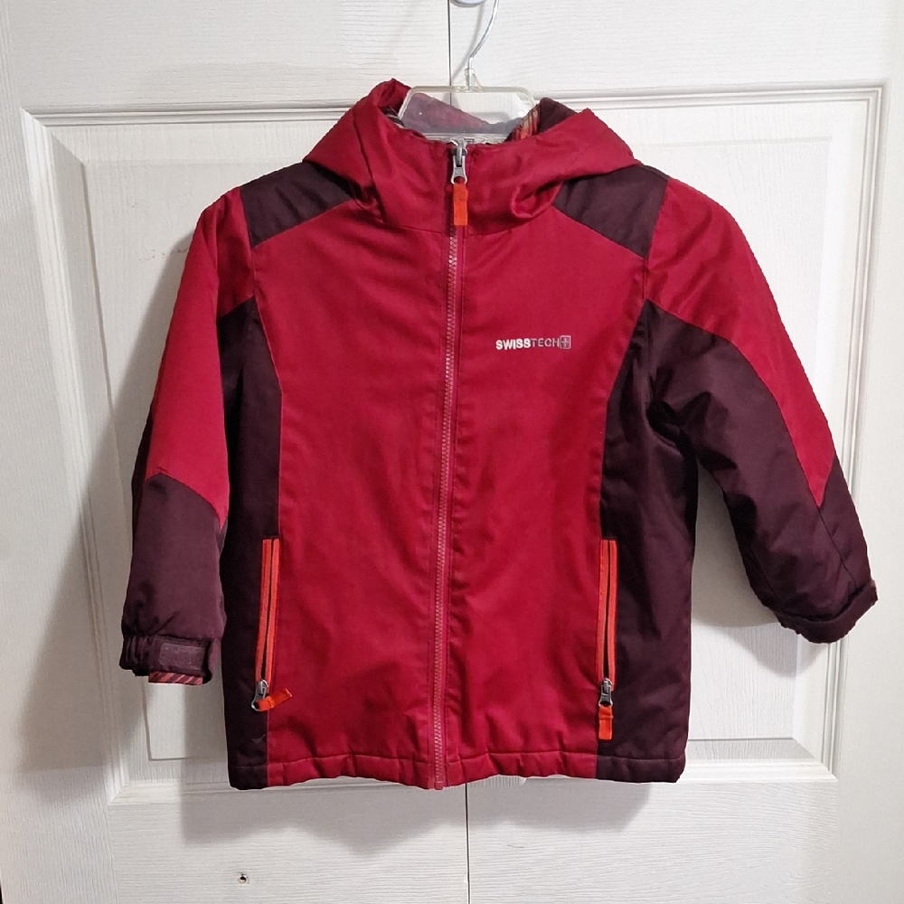 Swiss Tech Lined Jacket Coat- Red/Dark Red-4/5 XS